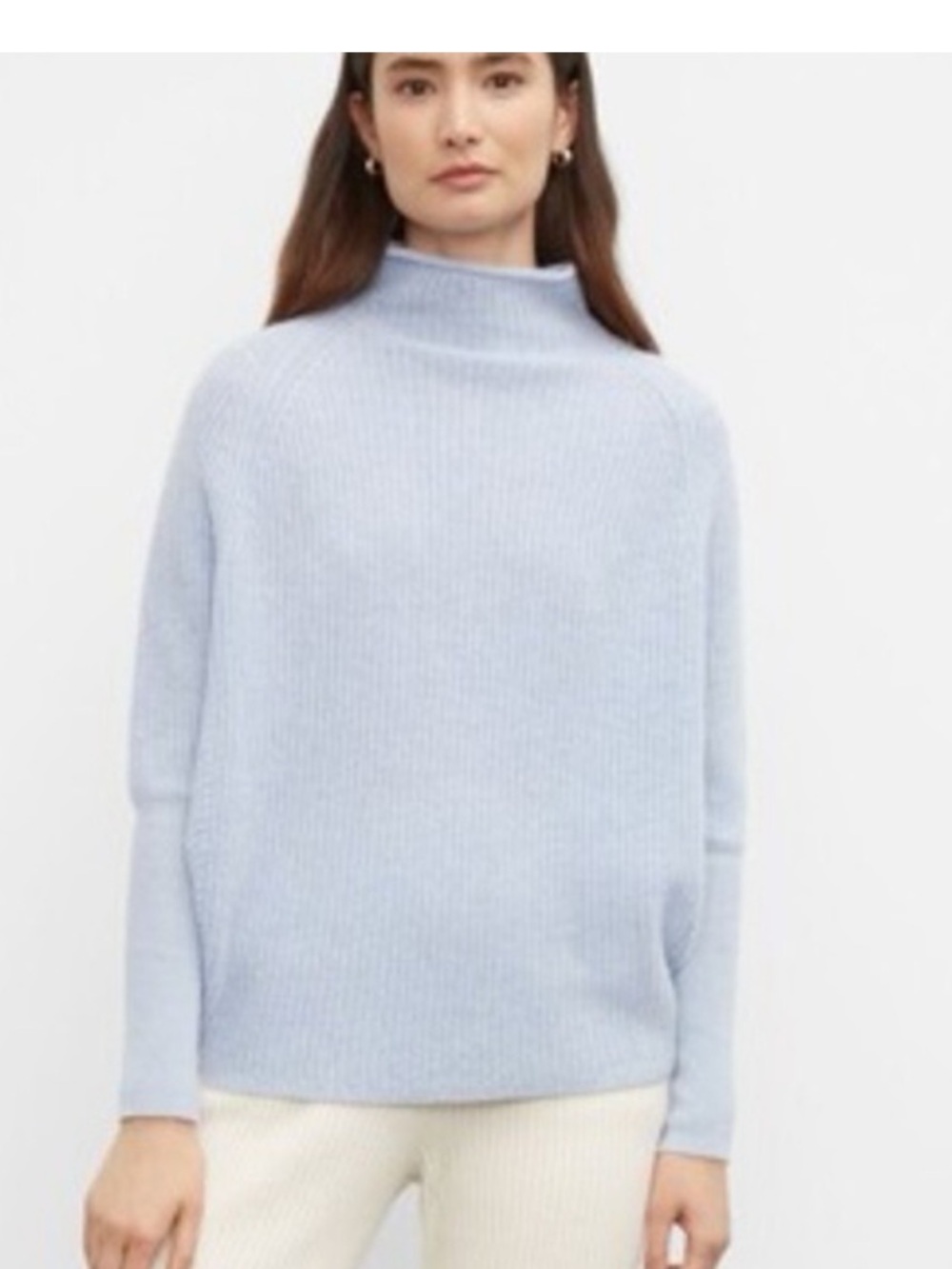 Club Monaco Pale Blue Cashmere Funnel-Neck Sweater
